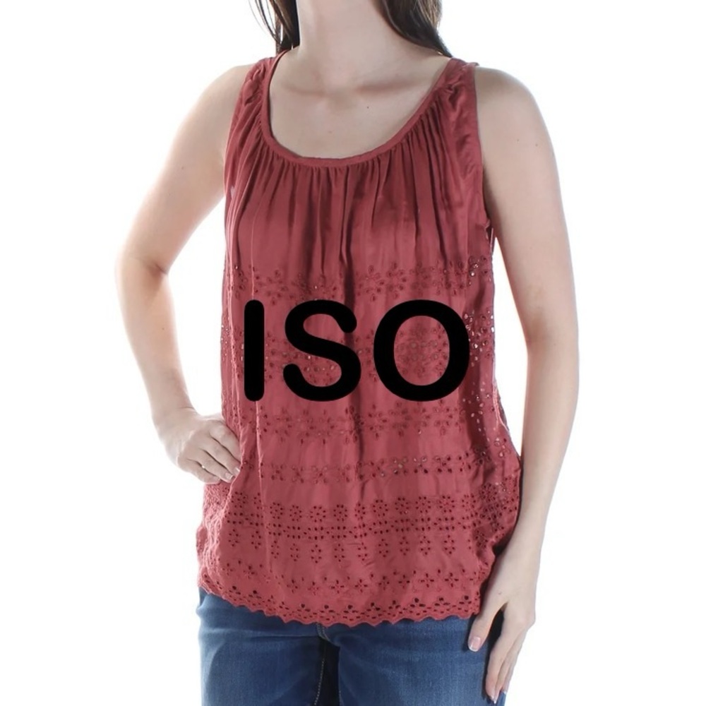 ISO Lucky Brand Maroon Eyelet Tank Top